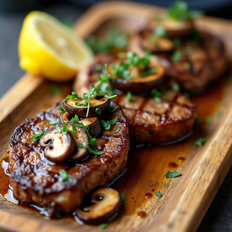 Kalbsfilet-Medaillons vom Grill mit Pilzhäubchen Rezept