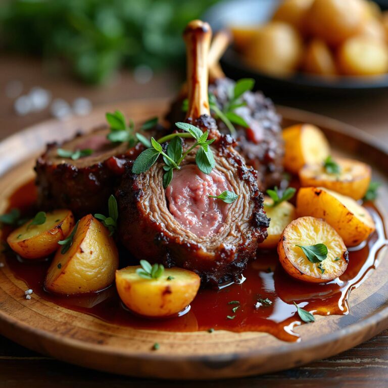 Kalbshaxe mit Kräutersauce und neuen Bratkartoffeln Rezept