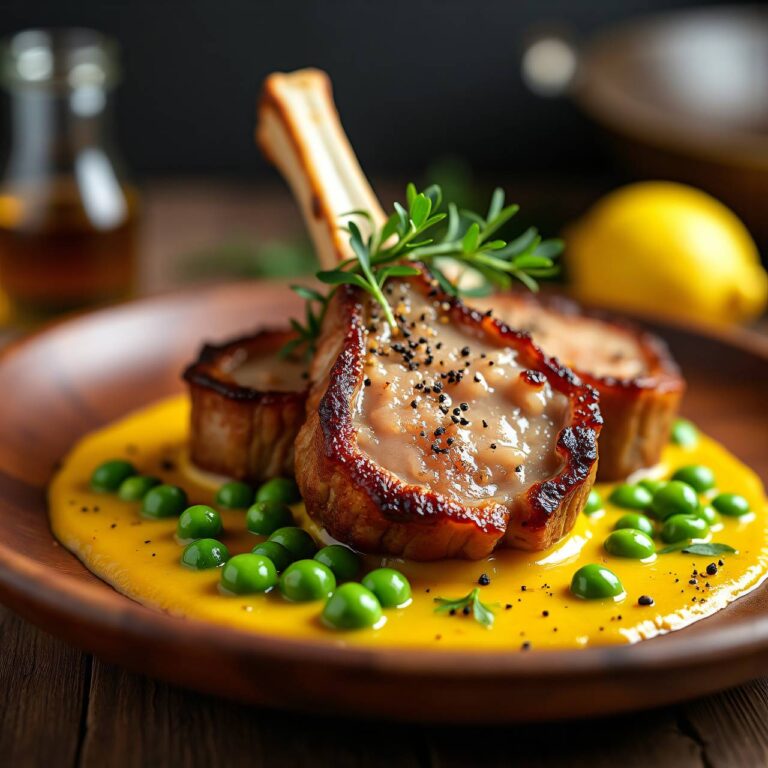 Kalbshaxen an Safran-Erbsen-Sauce Rezept