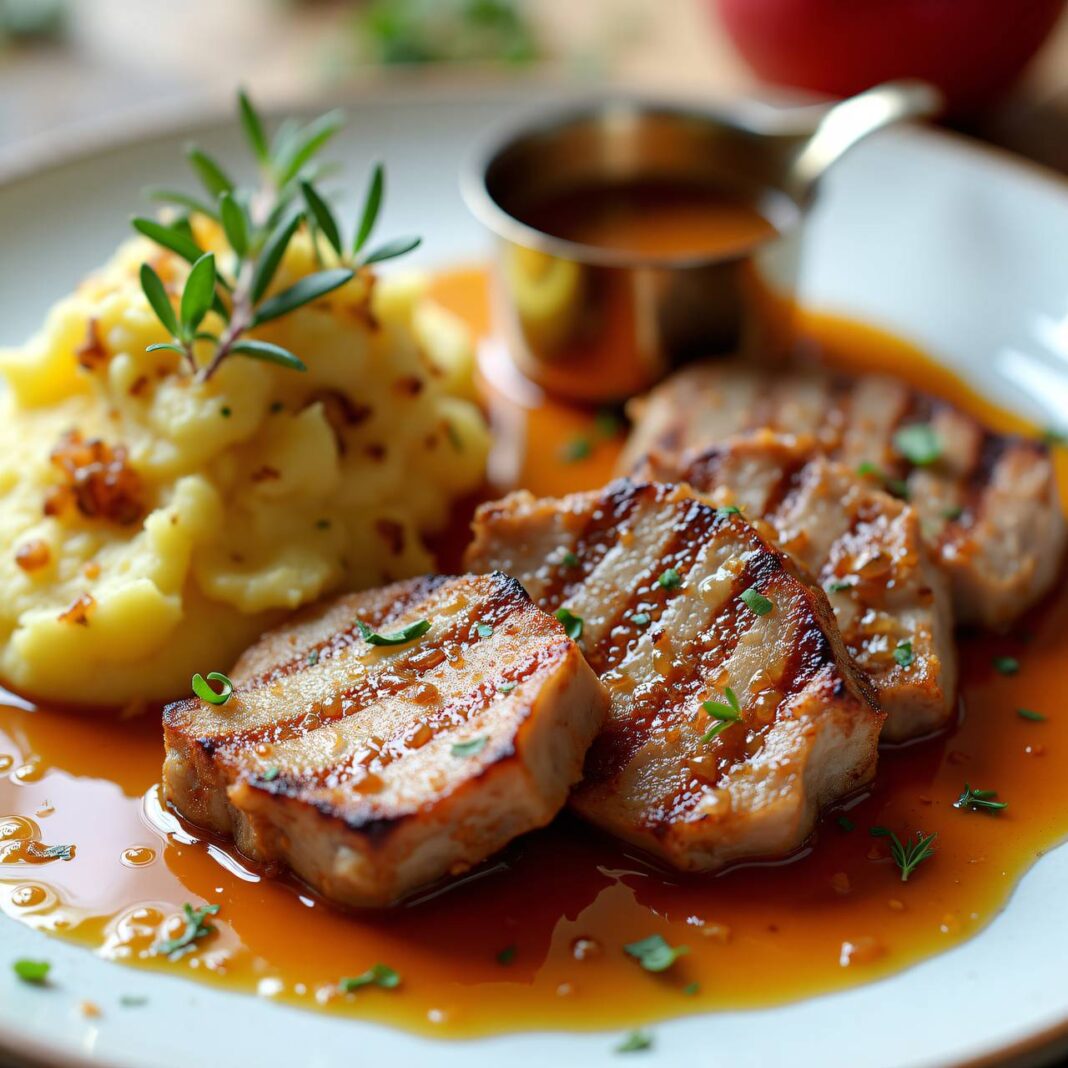 Kalbskoteletts mit Schalotten-Apfel-Sauce Rezept Kalbskoteletts mit Schalotten-Apfel-Sauce Rezept