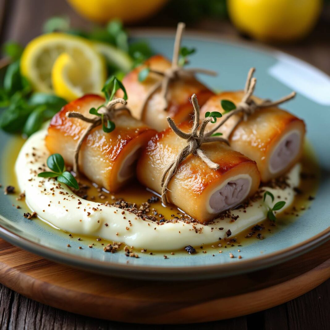 Kalbspäckli auf Trüffel-Mousseline Rezept Kalbspäckli auf Trüffel-Mousseline Rezept