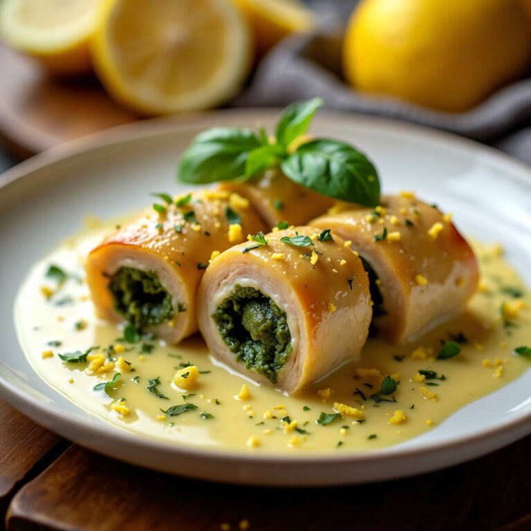Kalbsröllchen an Zitronenrahmsauce Rezept