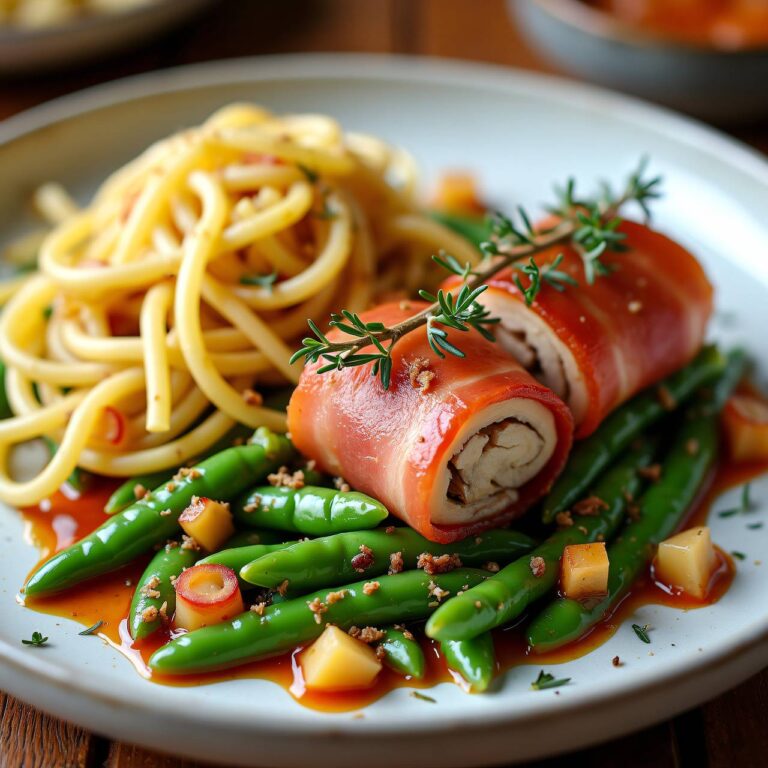 Kalbsröllchen mit Bohnen-Gemüse Rezept