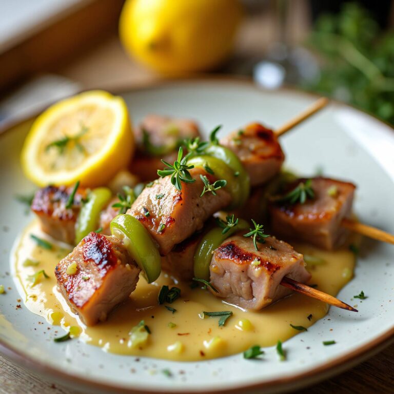 Kalbsspiesse auf Gemüsebeilage Rezept