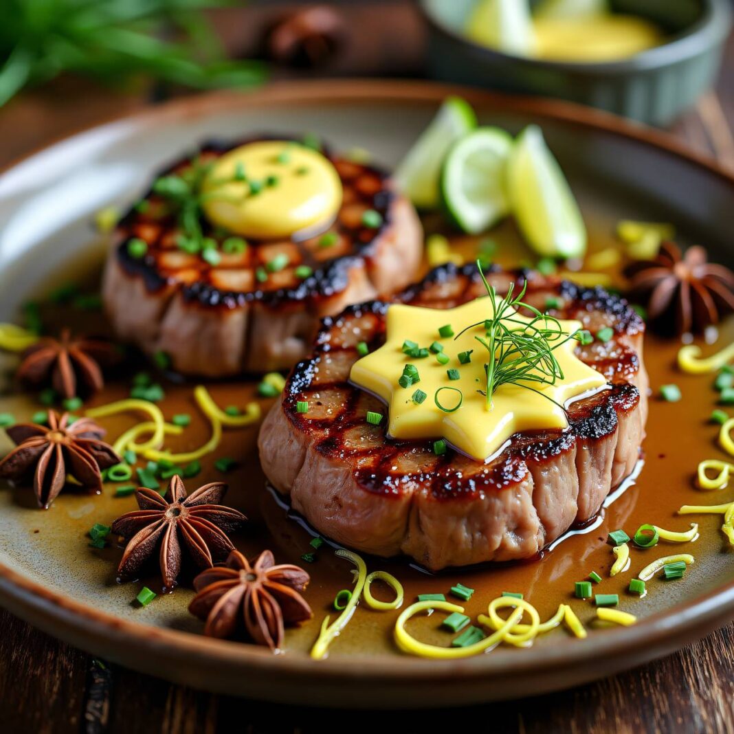 Kalbssteak mit Mohn-Limetten-Butter Rezept Kalbssteak mit Mohn-Limetten-Butter Rezept