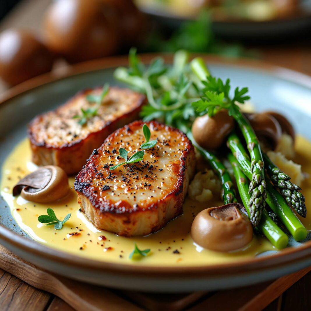 Kalbssteak mit Spargel-Morchel-Gemüse (Low Carb) Rezept Kalbssteak mit Spargel-Morchel-Gemüse (Low Carb) Rezept