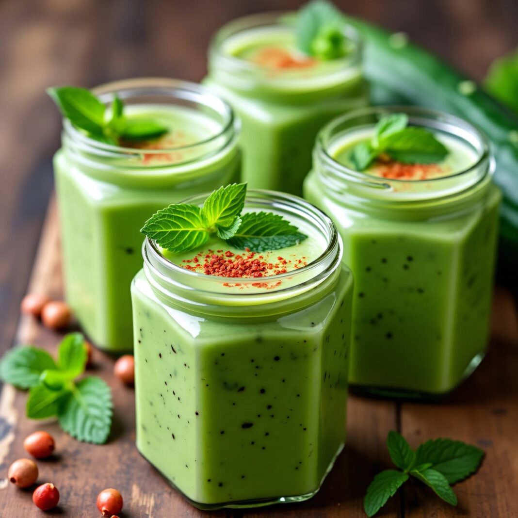 Kalte Gurkensuppe mit Pfefferminze Rezept Kalte Gurkensuppe mit Pfefferminze Rezept