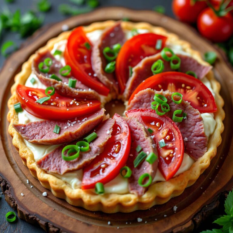 Kalte Tomaten-Roastbeef-Tarte Rezept