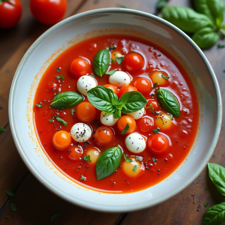 Kalte Tomatensuppe mit Mozzarella Rezept