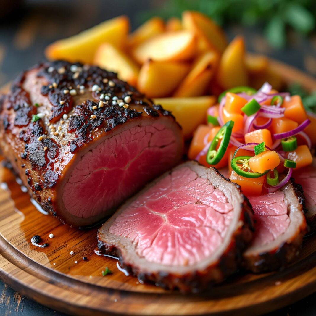 Kaltes Roastbeef mit Melonen-Chutney Rezept Kaltes Roastbeef mit Melonen-Chutney Rezept