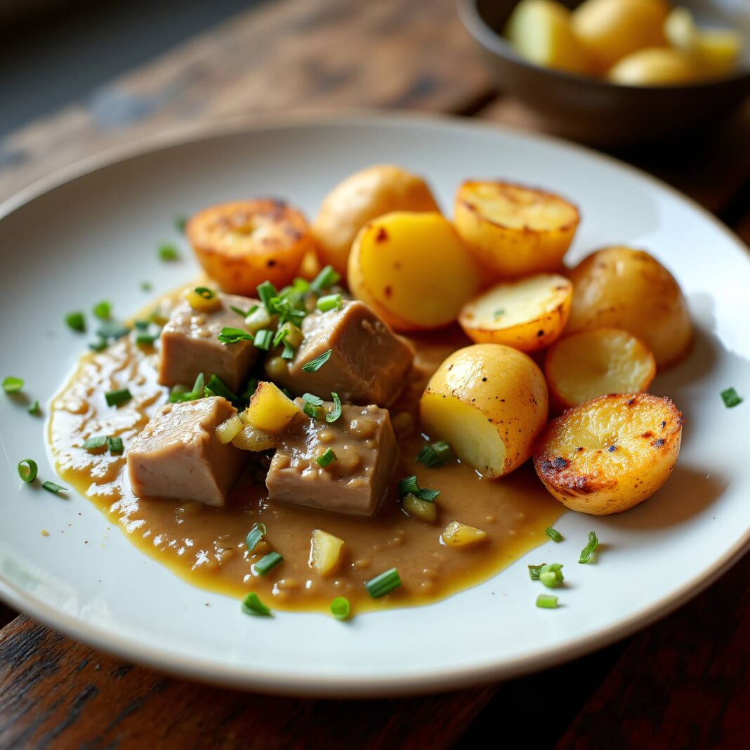 Kaninchenragout mit Kartoffeln und Senf-Oberssauce Rezept Kaninchenragout mit Kartoffeln und Senf-Oberssauce Rezept