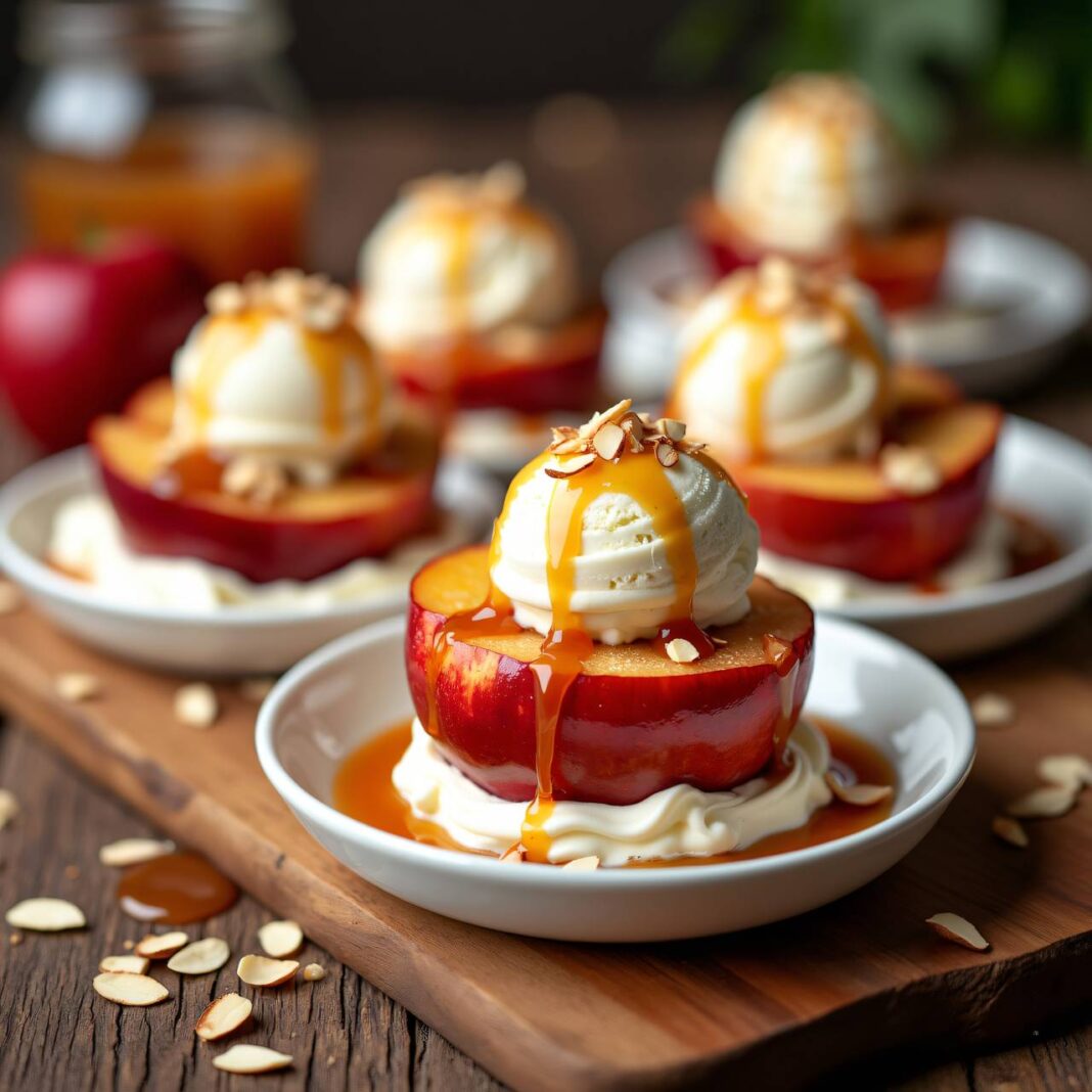 Karamelläpfel mit Vanilleeis Rezept Karamelläpfel mit Vanilleeis Rezept