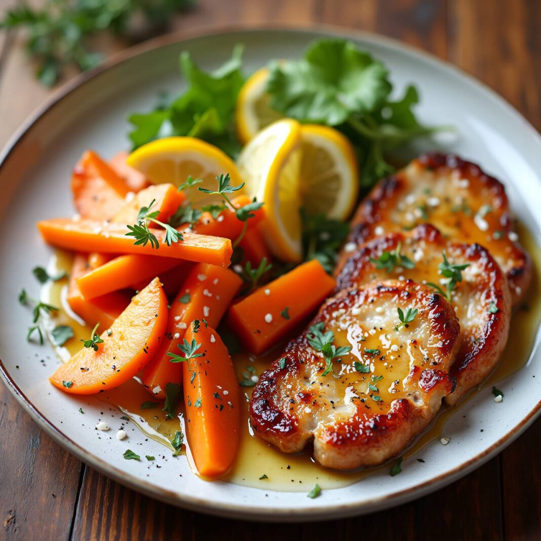 Karotten-Birnen-Salat mit Schweinemedaillons (Low Carb) Rezept Karotten-Birnen-Salat mit Schweinemedaillons (Low Carb) Rezept