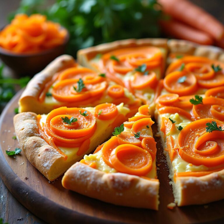 Karotten-Flammkuchen mit Käse Rezept