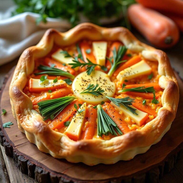 Karotten-Lauch-Blechkuchen mit Camembert Rezept