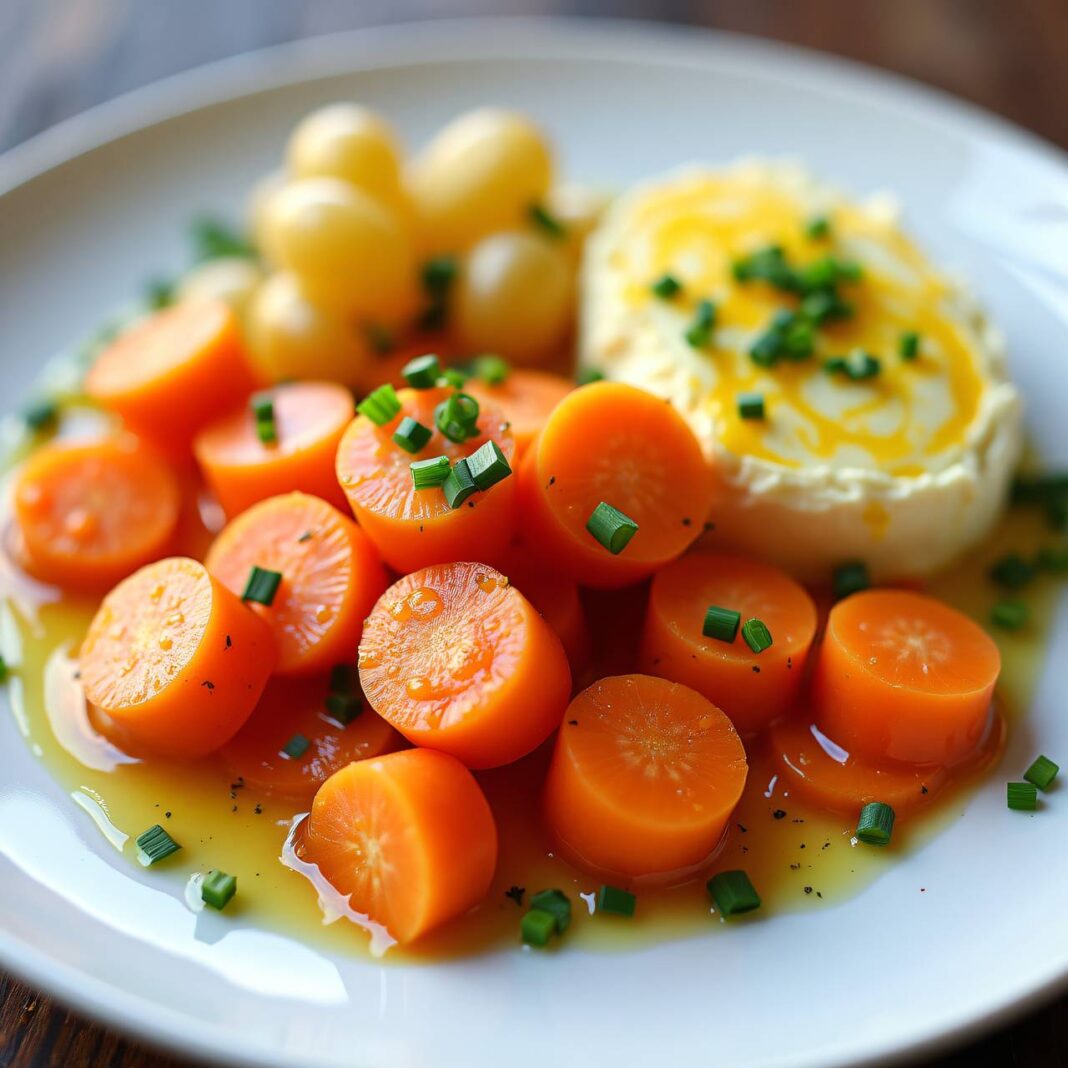 Karotten mit Pellkartoffeln und Safran-Hüttenkäse Rezept Karotten mit Pellkartoffeln und Safran-Hüttenkäse Rezept