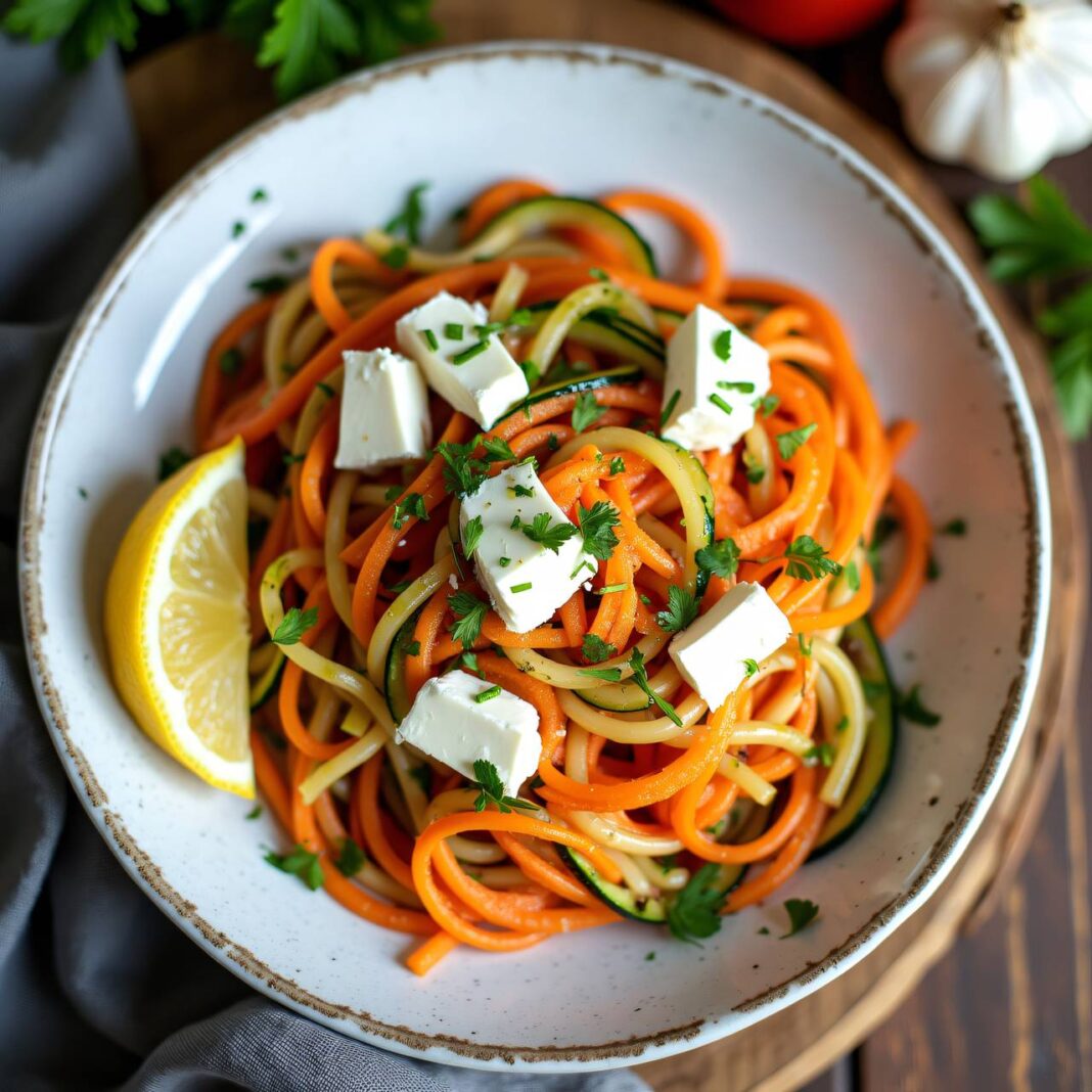 Karotten-Zucchini-Spaghetti mit Mozzarella Rezept Karotten-Zucchini-Spaghetti mit Mozzarella Rezept