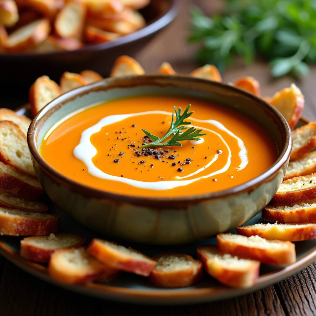 Karottensuppe mit Vollkornknusperli Rezept Karottensuppe mit Vollkornknusperli Rezept