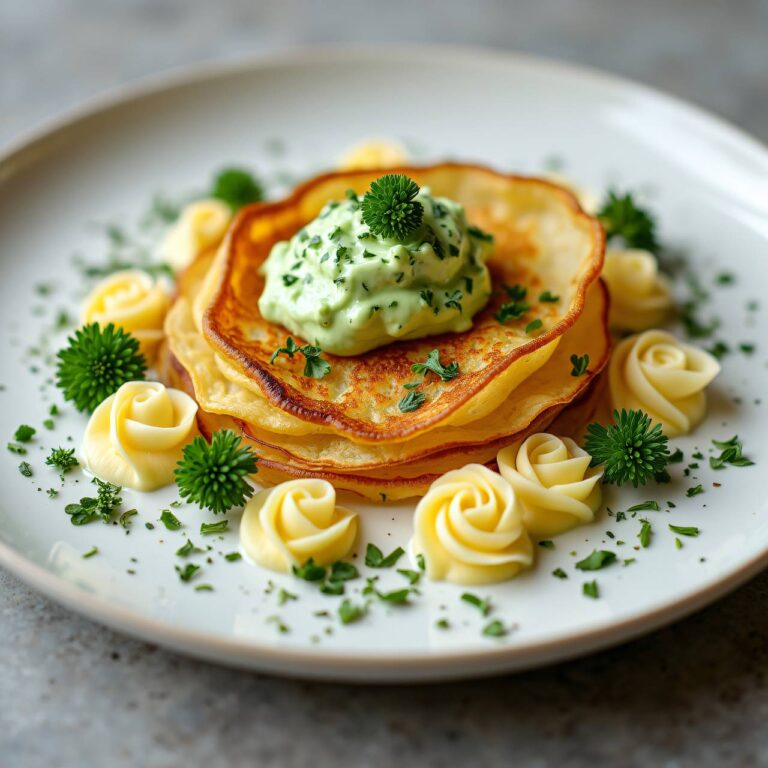 Kartoffel-Crêpes mit Kräuter-Crème-fraîche Rezept