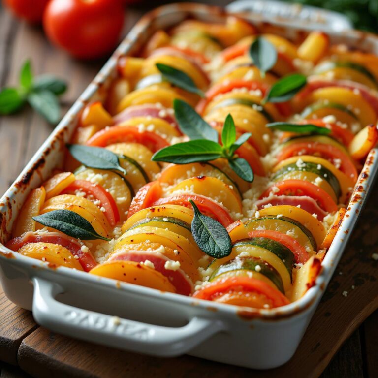 Kartoffel-Gemüsegratin mit Speck Rezept