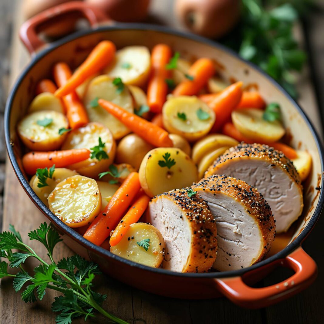 Kartoffel-Karotten-Gratin mit Fleischfilet Rezept Kartoffel-Karotten-Gratin mit Fleischfilet Rezept