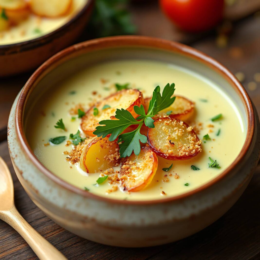 Kartoffel-Quark-Suppe mit Streuseln Rezept Kartoffel-Quark-Suppe mit Streuseln Rezept