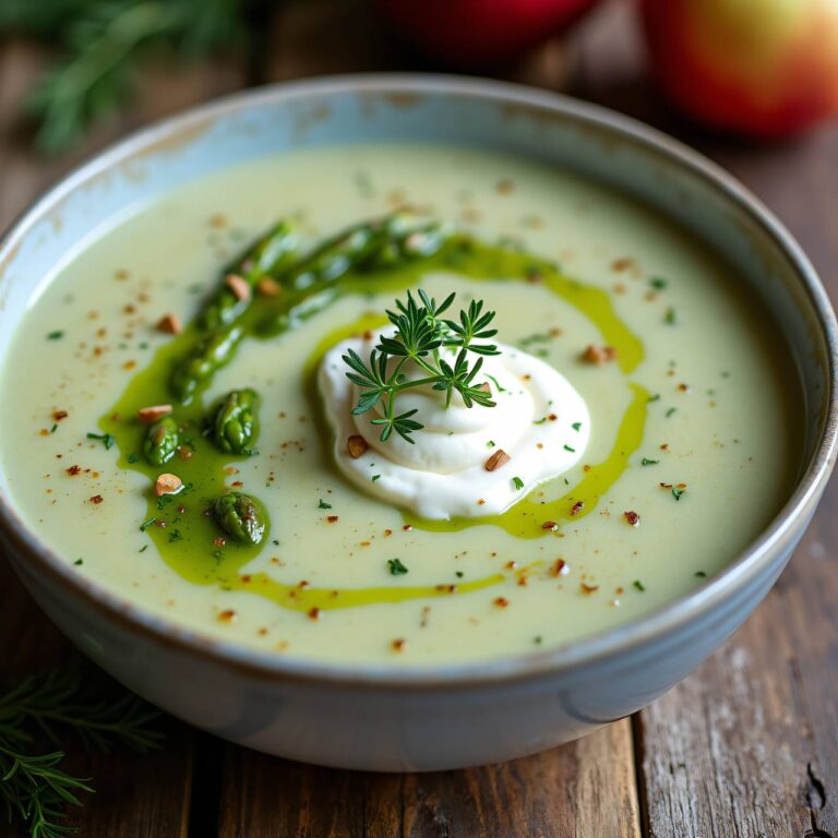 Kartoffel-Spargelsuppe mit Apfel Rezept