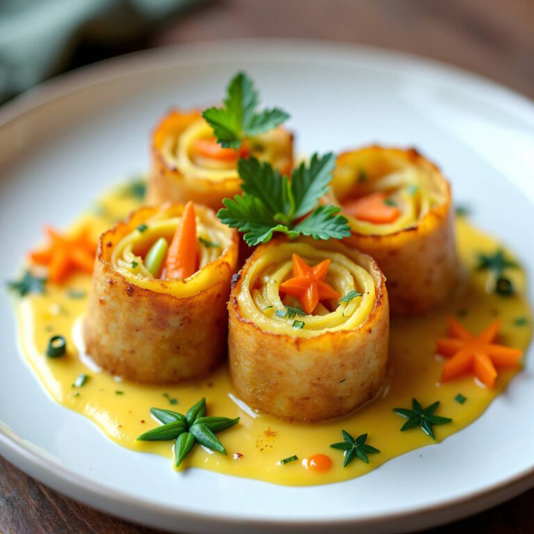 Kartoffel-Timbales mit Gemüse-Sahnesauce Rezept