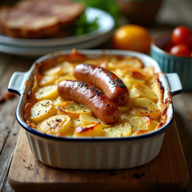 Kartoffelgratin mit Bratwurst Rezept
