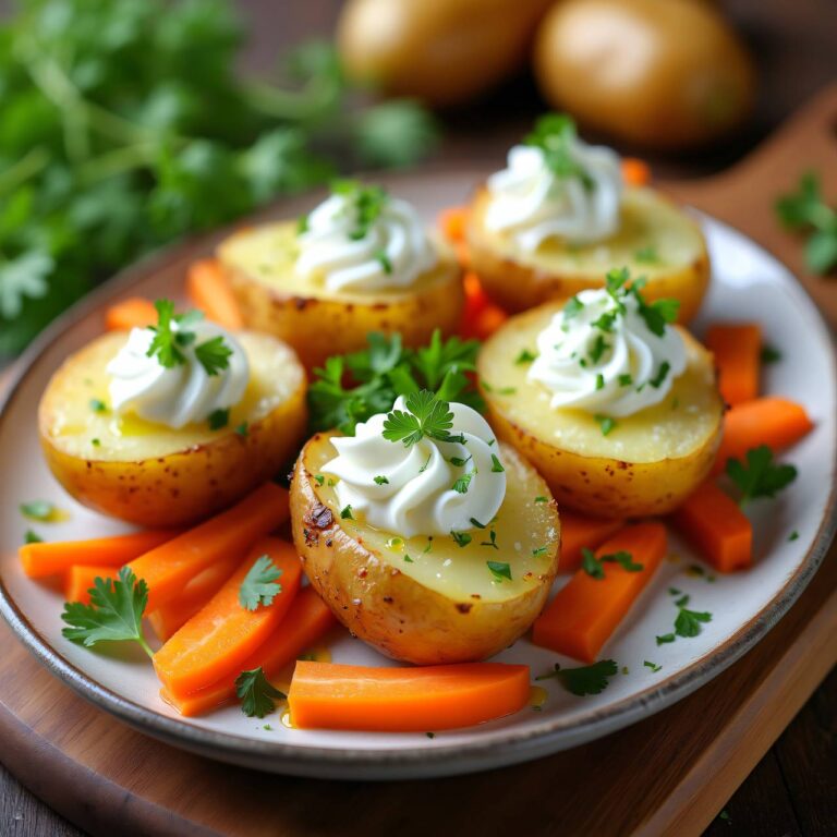 Kartoffeln mit Frischkäse-Dip und Karotten Rezept