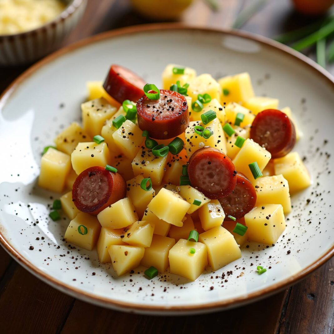 Kartoffelotto mit Würstchen Rezept Kartoffelotto mit Würstchen Rezept