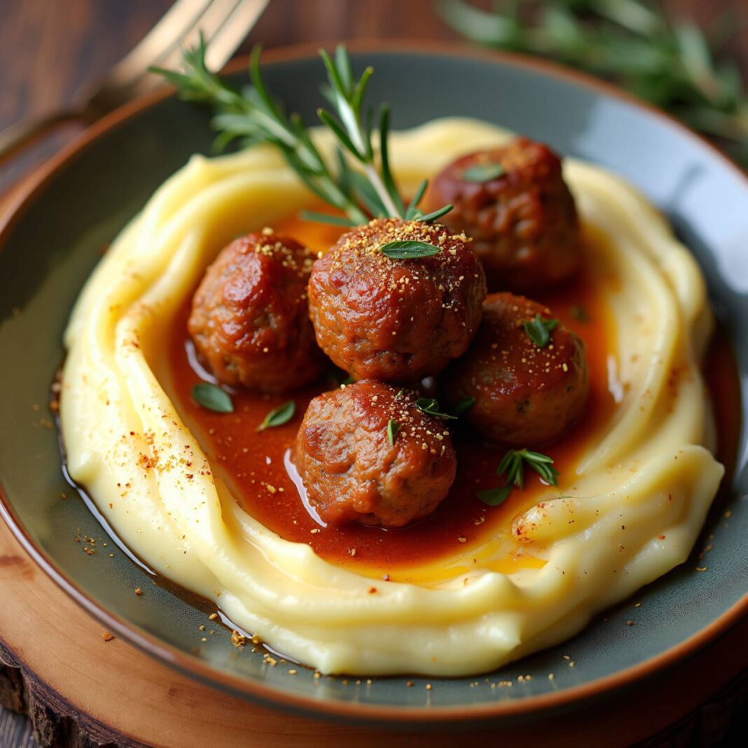 Kartoffelpüree mit Hackbällchen Rezept Kartoffelpüree mit Hackbällchen Rezept