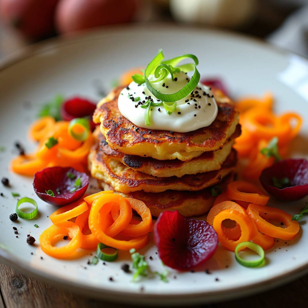 Kartoffelpuffer mit Gemüsesalat Rezept Kartoffelpuffer mit Gemüsesalat Rezept