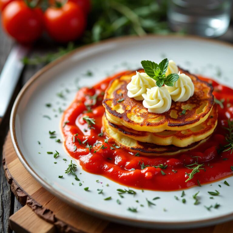 Kartoffelpuffer mit Tomatensauce und Käse Rezept