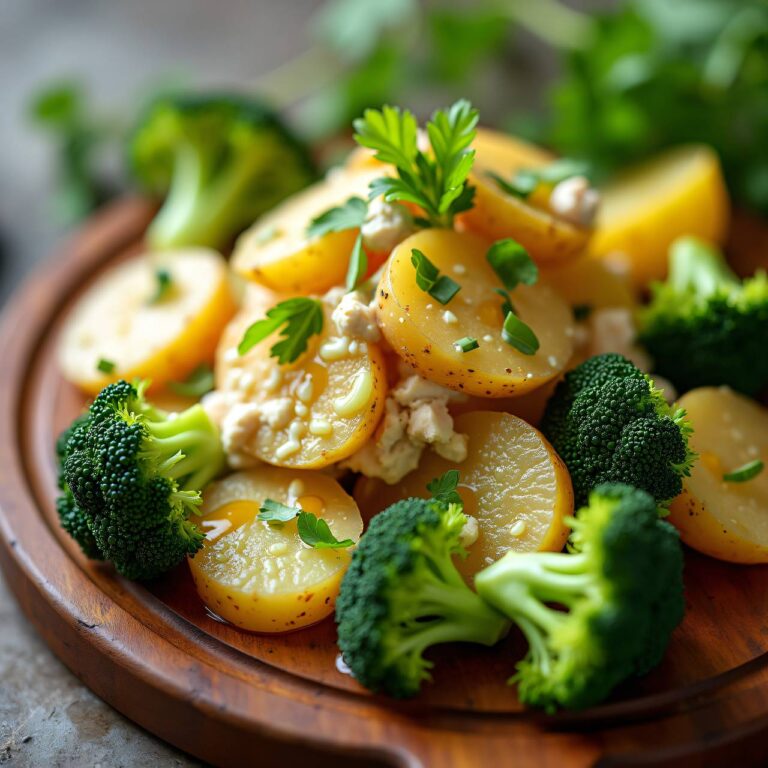 Kartoffelsalat mit Broccoli und luftgetrocknetem Fleisch Rezept