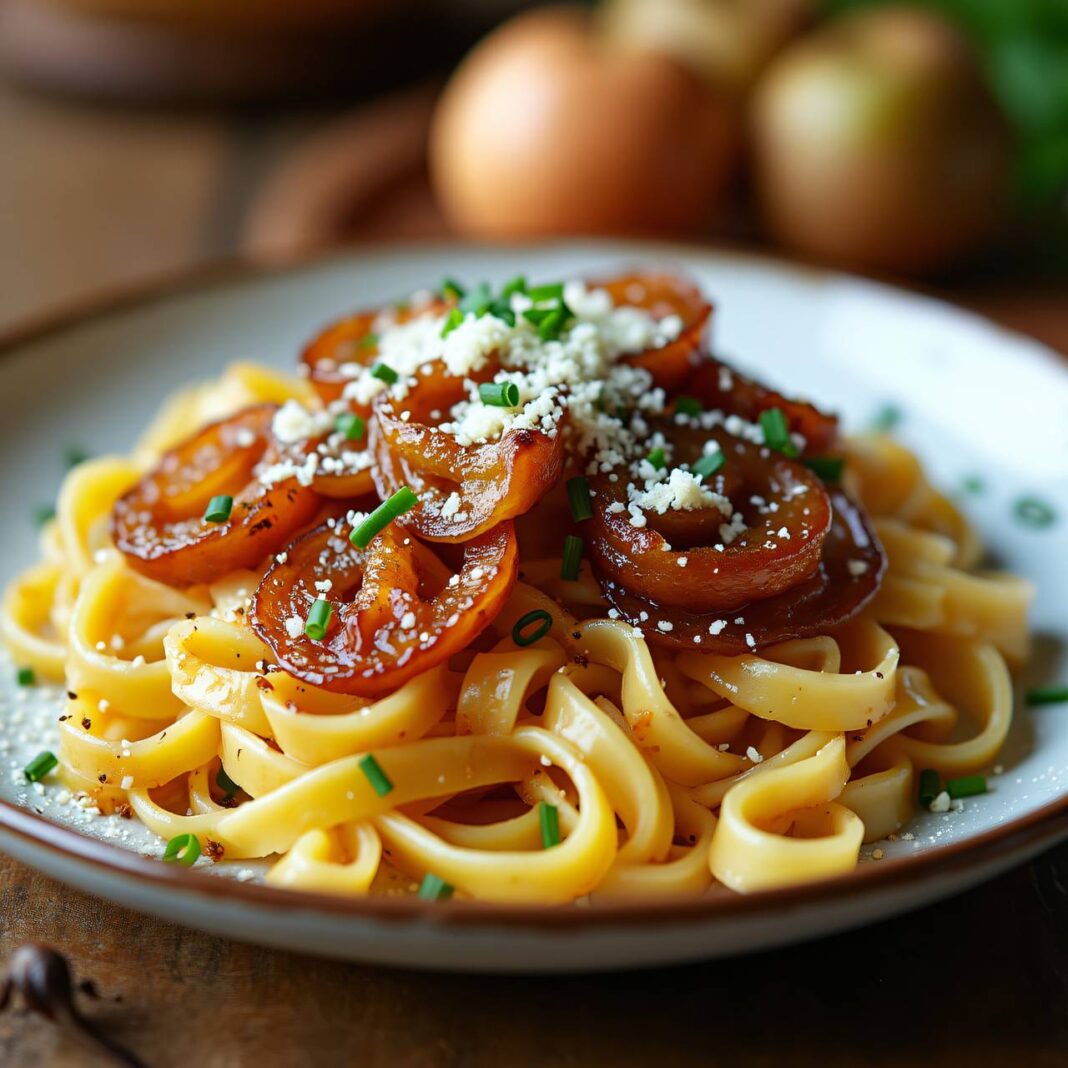 Kartoffelspätzle mit caramelisierten Zwiebeln Rezept Kartoffelspätzle mit caramelisierten Zwiebeln Rezept