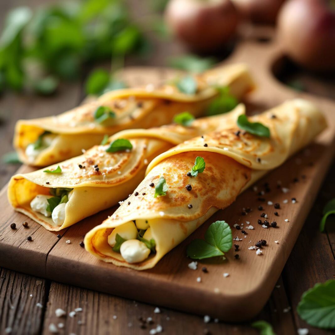 Kastanien-Crêpes mit Ricotta-Lauch-Füllung Rezept Kastanien-Crêpes mit Ricotta-Lauch-Füllung Rezept