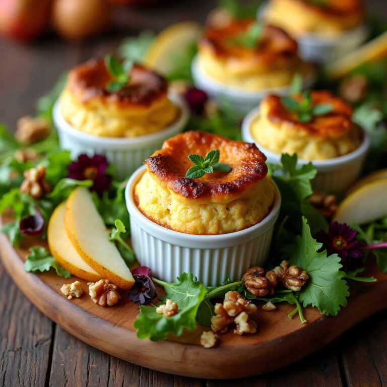 Kastaniensoufflé mit herbstlich garniertem Blattsalat Rezept