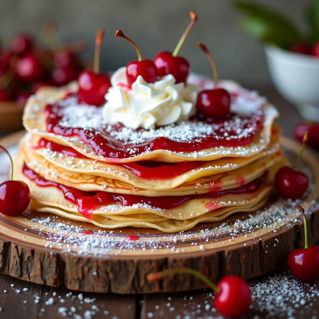 Kirschen-Crêpes-Torte Rezept Kirschen-Crêpes-Torte Rezept