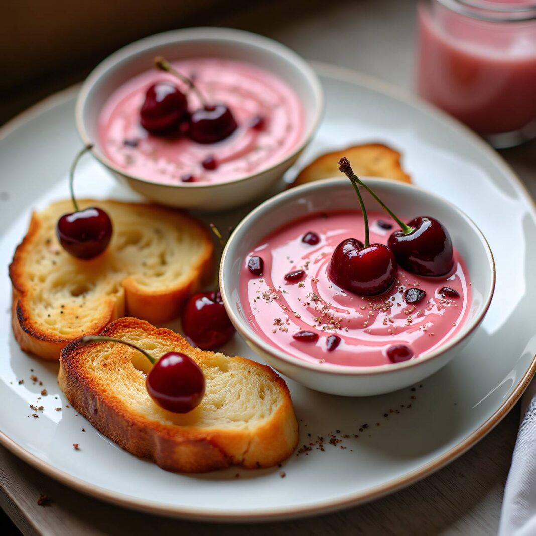 Kirschen-Joghurt mit Striezel-Toast Rezept Kirschen-Joghurt mit Striezel-Toast Rezept
