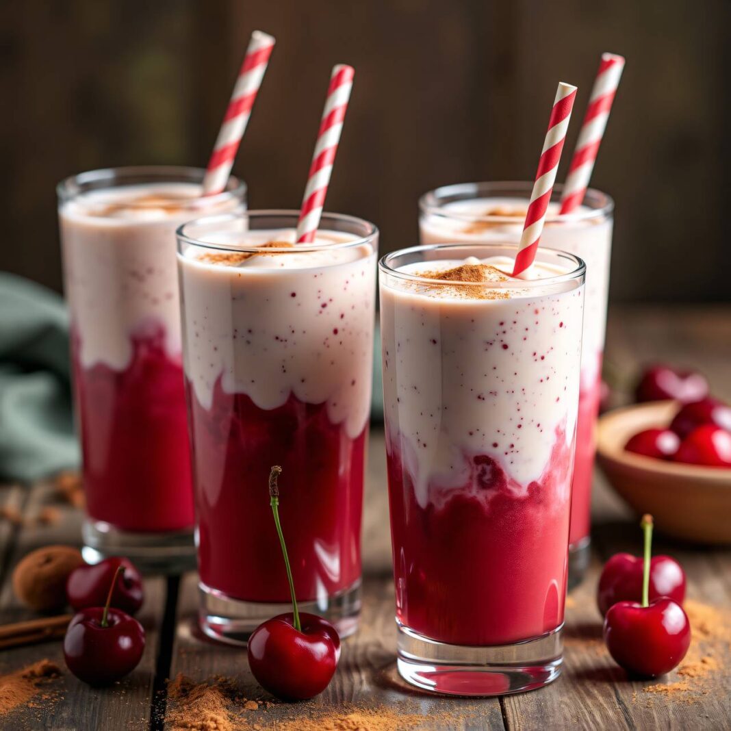 Kirschen-Smoothie mit Zimtjoghurt Rezept Kirschen-Smoothie mit Zimtjoghurt Rezept