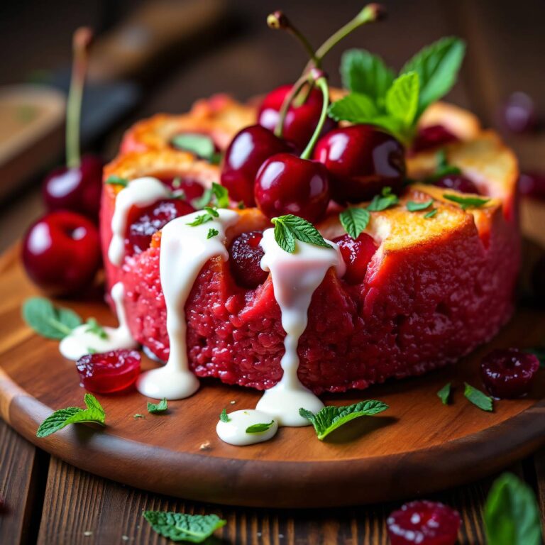 Kirschroter Brotpudding Rezept