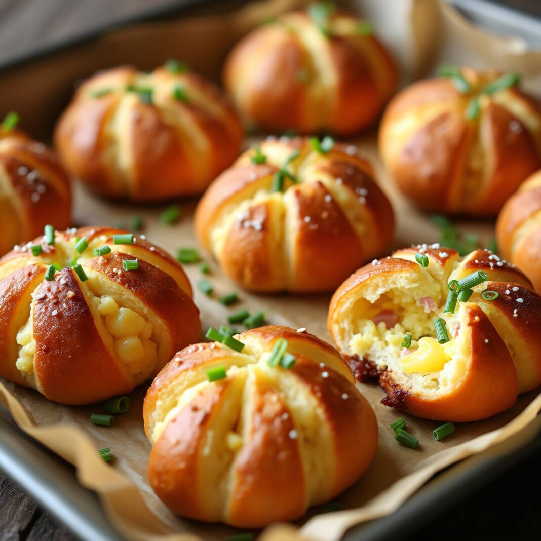 Knusprige Brötchen mit Schinken-Käse-Füllung Rezept Knusprige Brötchen mit Schinken-Käse-Füllung Rezept