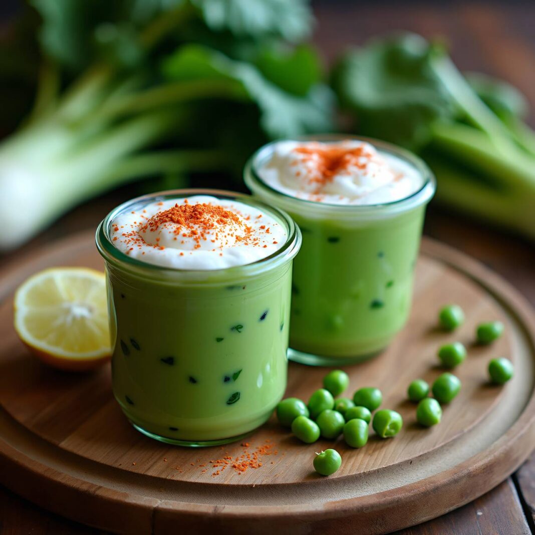 Kohlrabi-Erbsen-Suppe mit Milchschaum Rezept Kohlrabi-Erbsen-Suppe mit Milchschaum Rezept