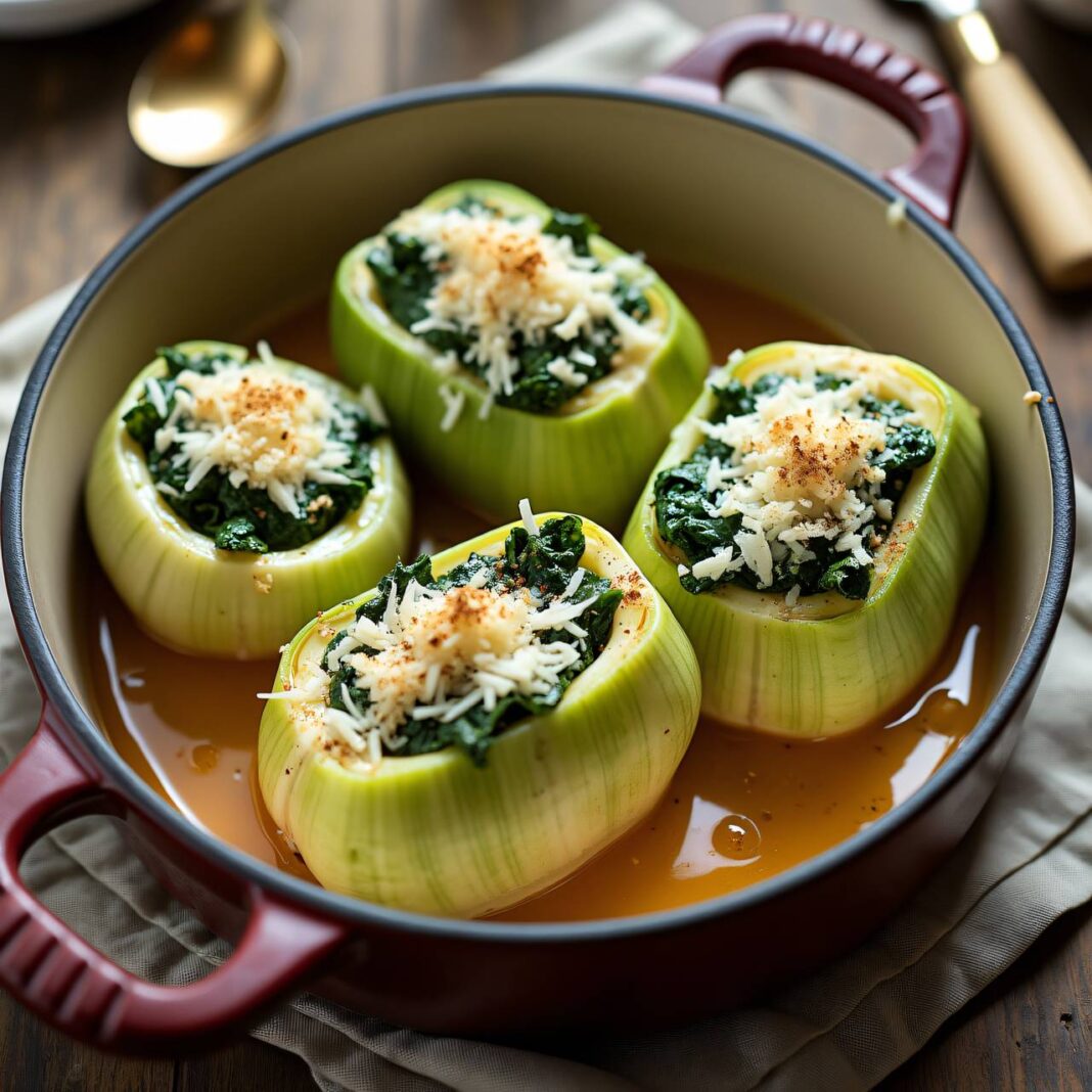 Kohlrabi mit Spinat-Käse-Füllung Rezept Kohlrabi mit Spinat-Käse-Füllung Rezept