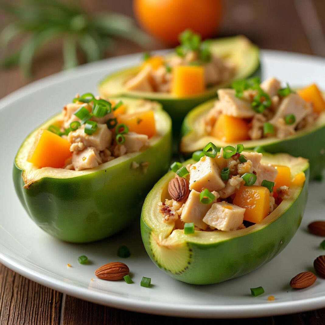 Kohlrabi-Schiffchen mit Hähnchen Rezept Kohlrabi-Schiffchen mit Hähnchen Rezept