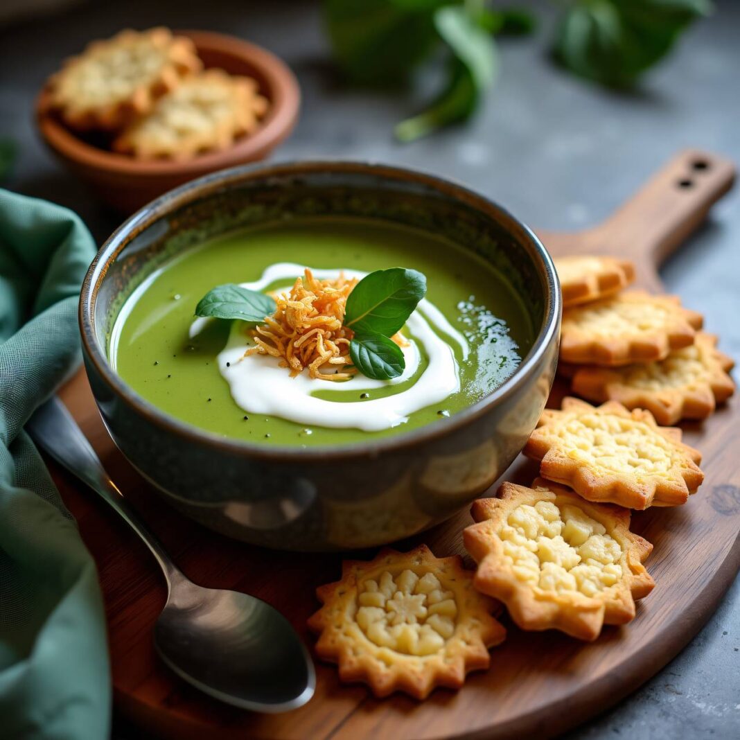 Kohlrabi-Spinat-Suppe und Käsegebäck Rezept Kohlrabi-Spinat-Suppe und Käsegebäck Rezept