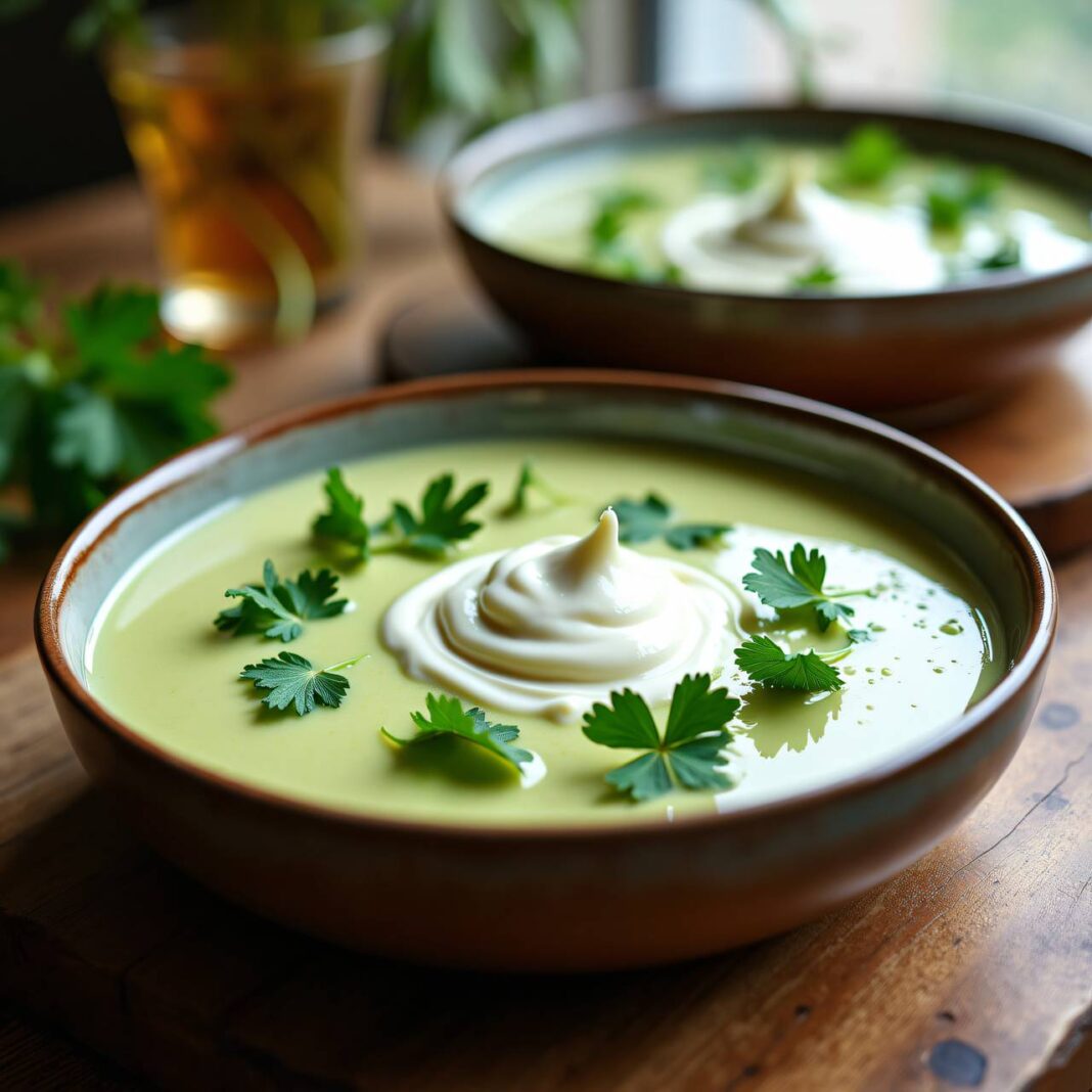 Kohlrabicrèmesuppe mit gebackener Petersilie Rezept Kohlrabicrèmesuppe mit gebackener Petersilie Rezept