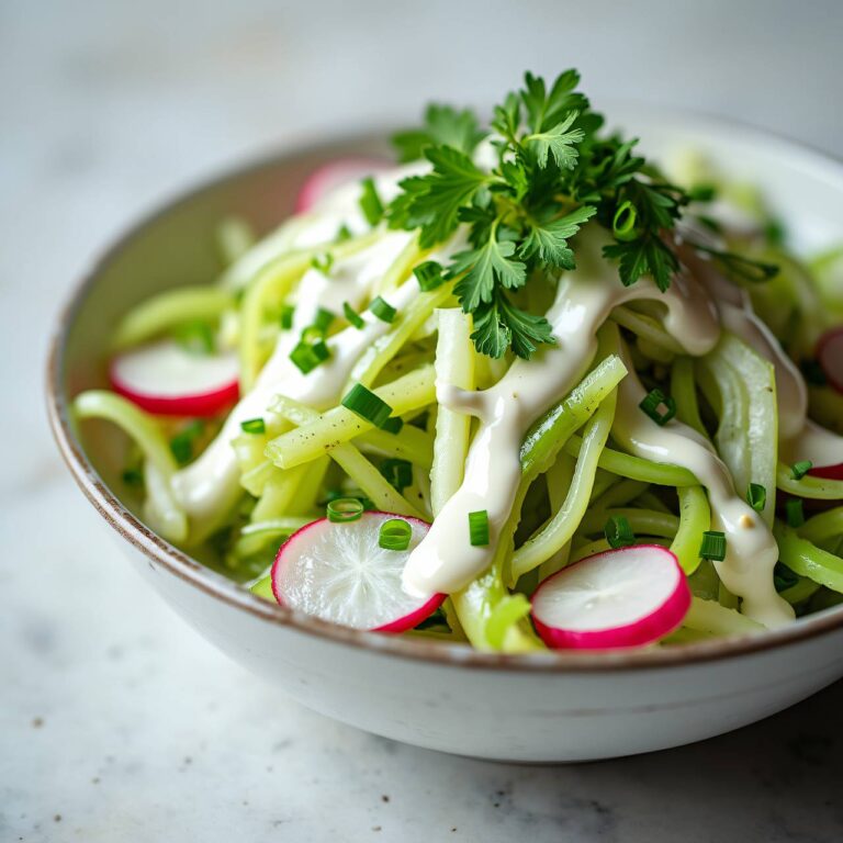 Kohlrabisalat an Hüttenkäse-Sauce Rezept
