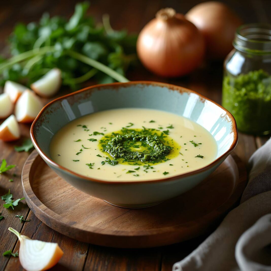 Kohlrabisuppe mit Rucolapesto Rezept Kohlrabisuppe mit Rucolapesto Rezept